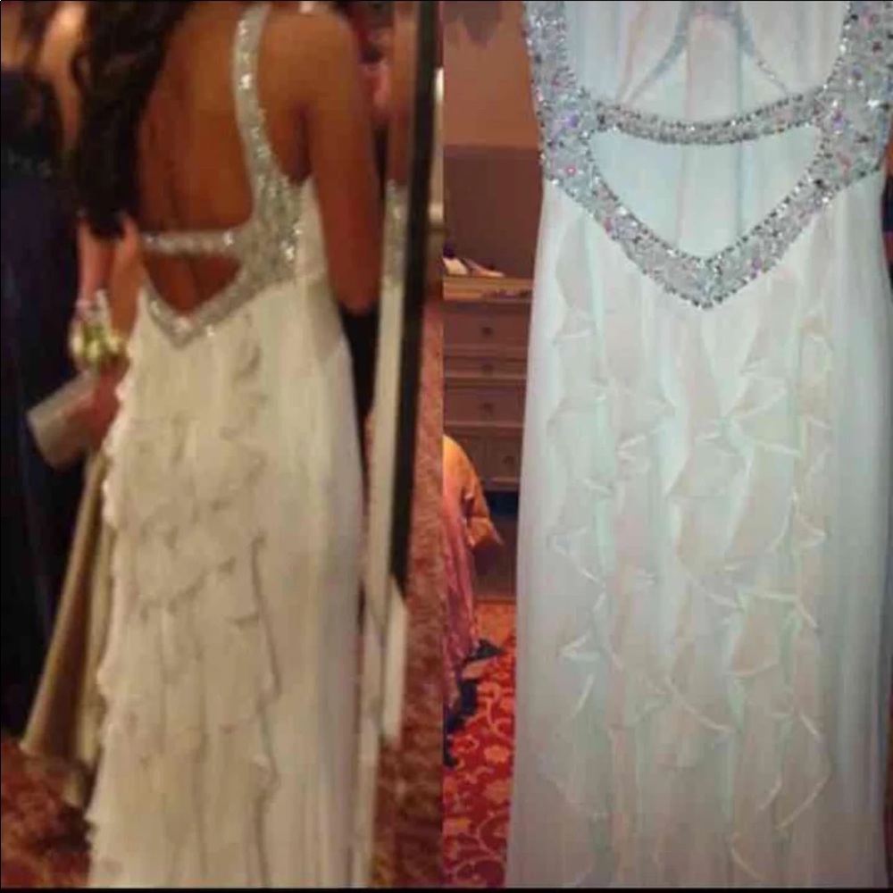 WHITE SEQUIN PROM DRESS